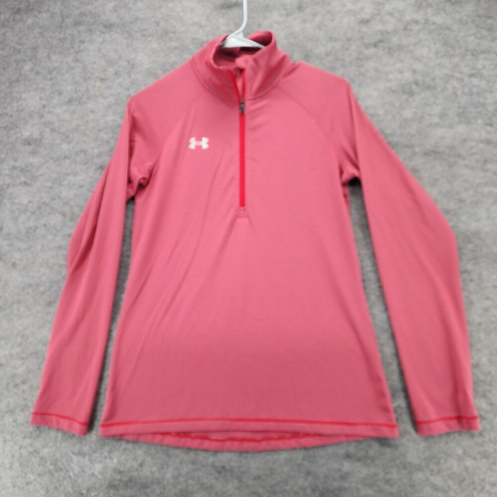 Under Armour Pullover Womens XS Loose Heatgear 1/4 Zip Red Striped